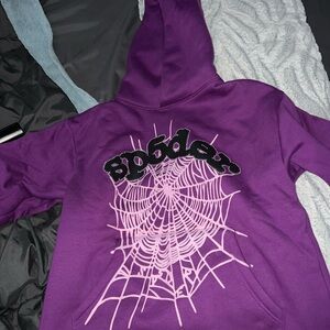 Purple Hoodie with Spider Web Design